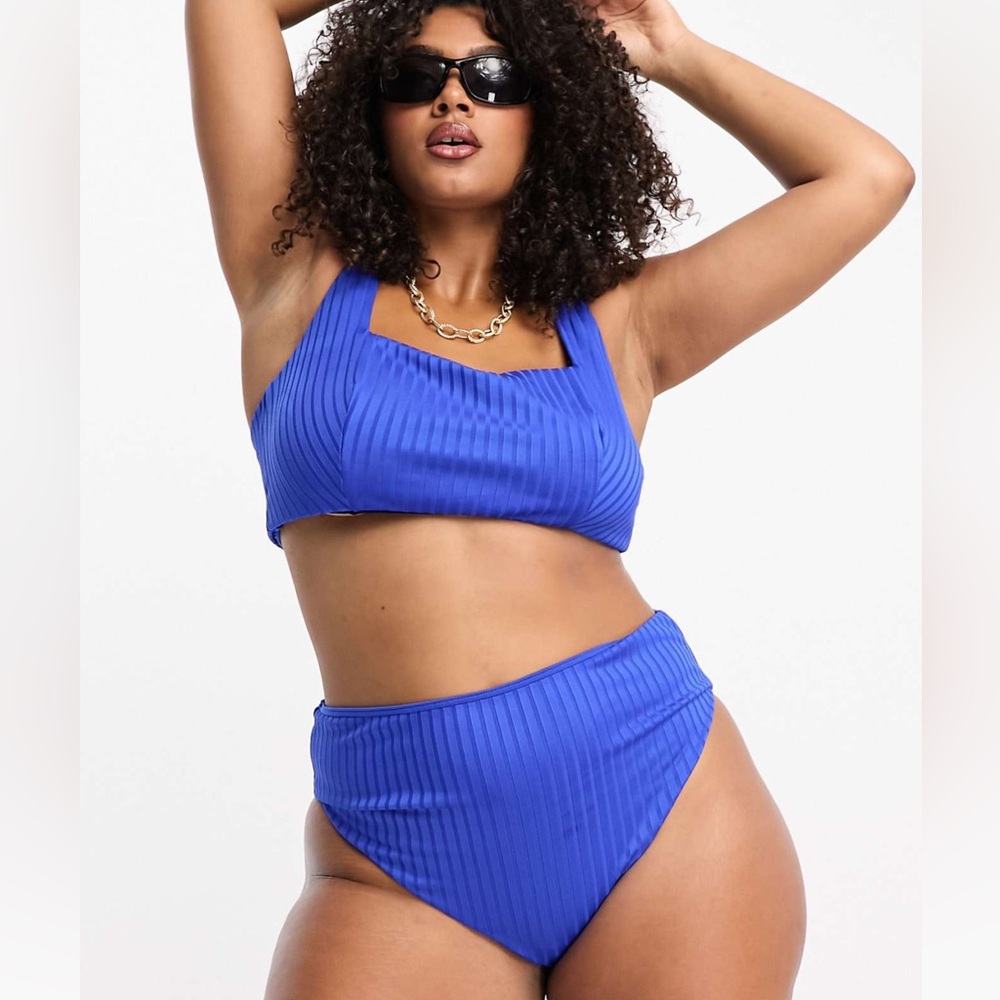 💙ASOS Design Rib High Leg High Waisted Bikini 💙